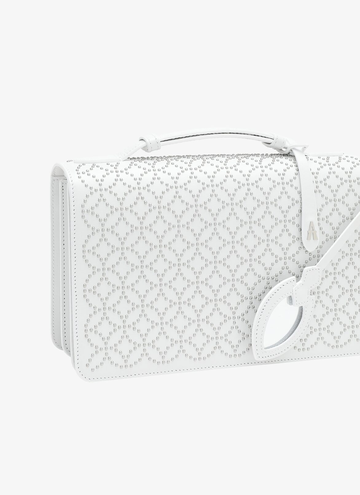 FRANCA MEDIUM CUIR LUX CLOU ARABESQUE BLANC OPTIQUE ALAÏA  FRANCA MEDIUM CUIR LUX CLOU ARABESQUE BLANC OPTIQUE BLANC